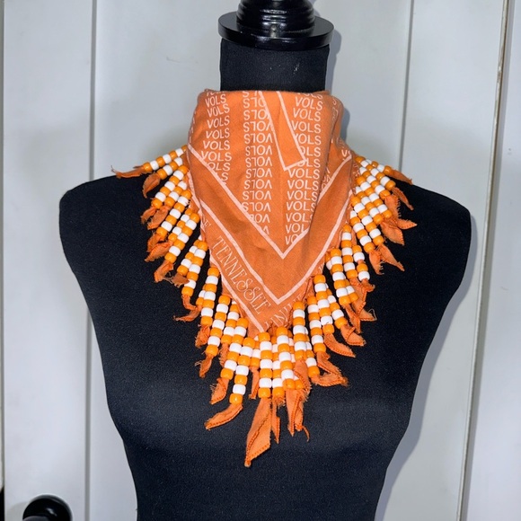 Vintage Tennessee Vols Orange Beaded Scarf - Picture 1 of 7